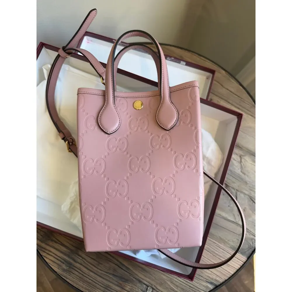 Gucci GG Leather Super Mini Shoulder Bag Pink NWT - Picture 2 of 8